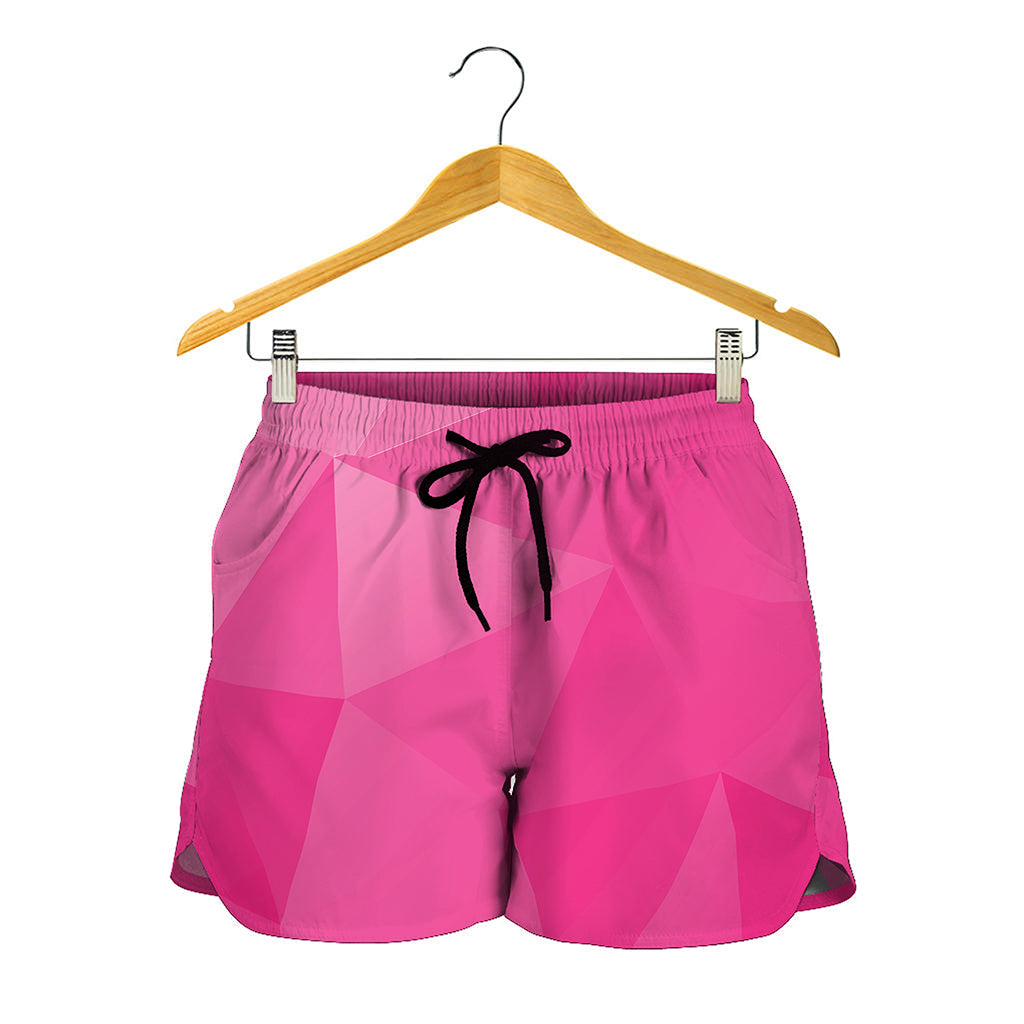 Pink Polygonal Geometric Print Women's Shorts