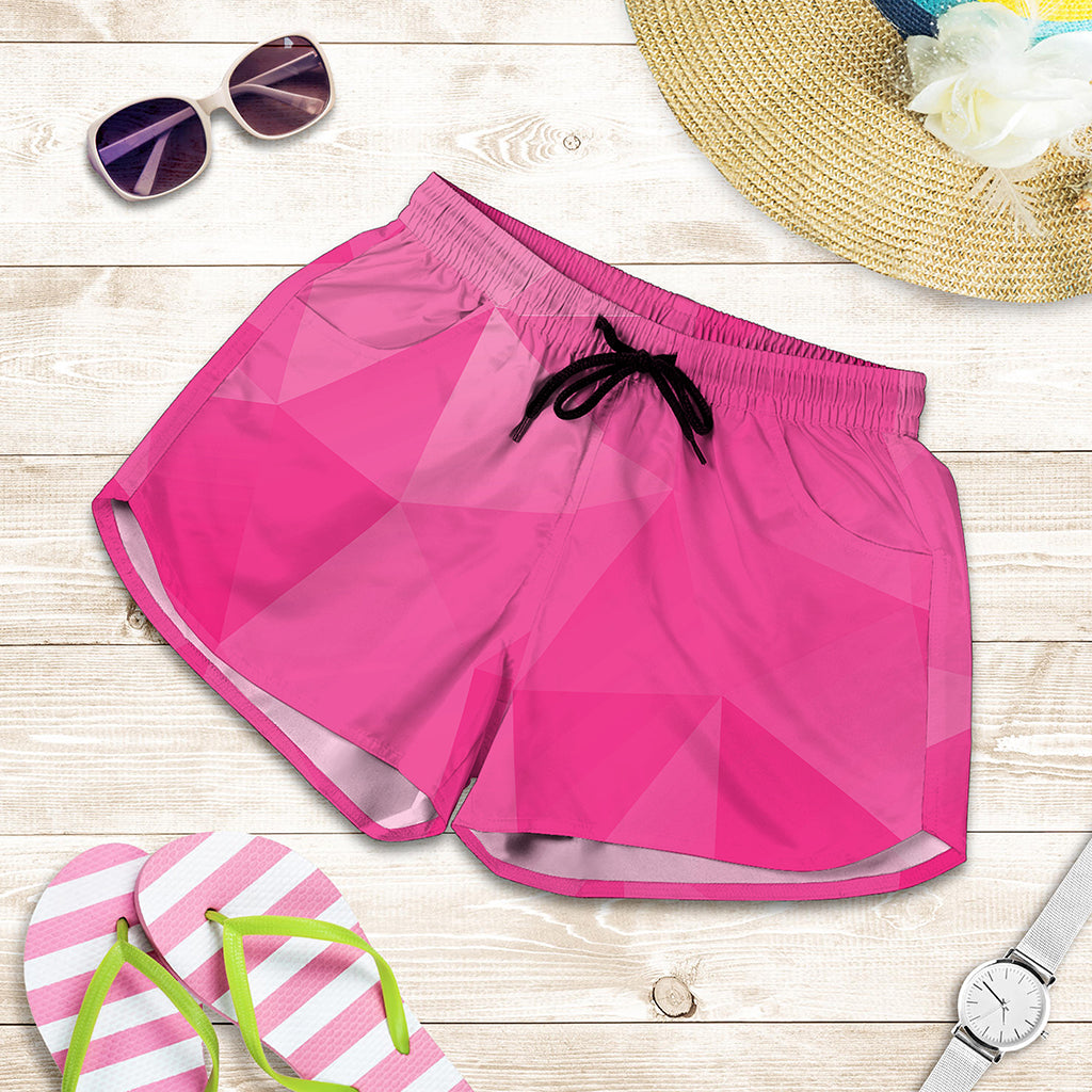 Pink Polygonal Geometric Print Women's Shorts