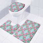 Pink Protea Pattern Print 3 Piece Bath Mat Set