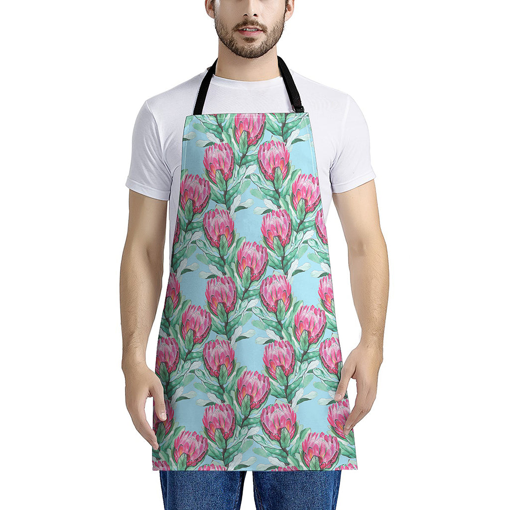 Pink Protea Pattern Print Apron