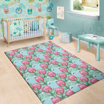 Pink Protea Pattern Print Area Rug