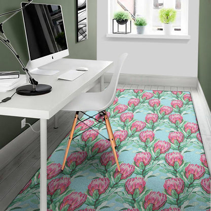 Pink Protea Pattern Print Area Rug