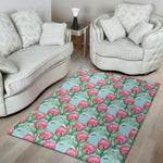 Pink Protea Pattern Print Area Rug