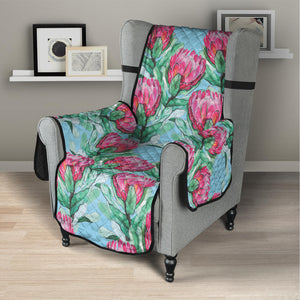 Pink Protea Pattern Print Armchair Protector