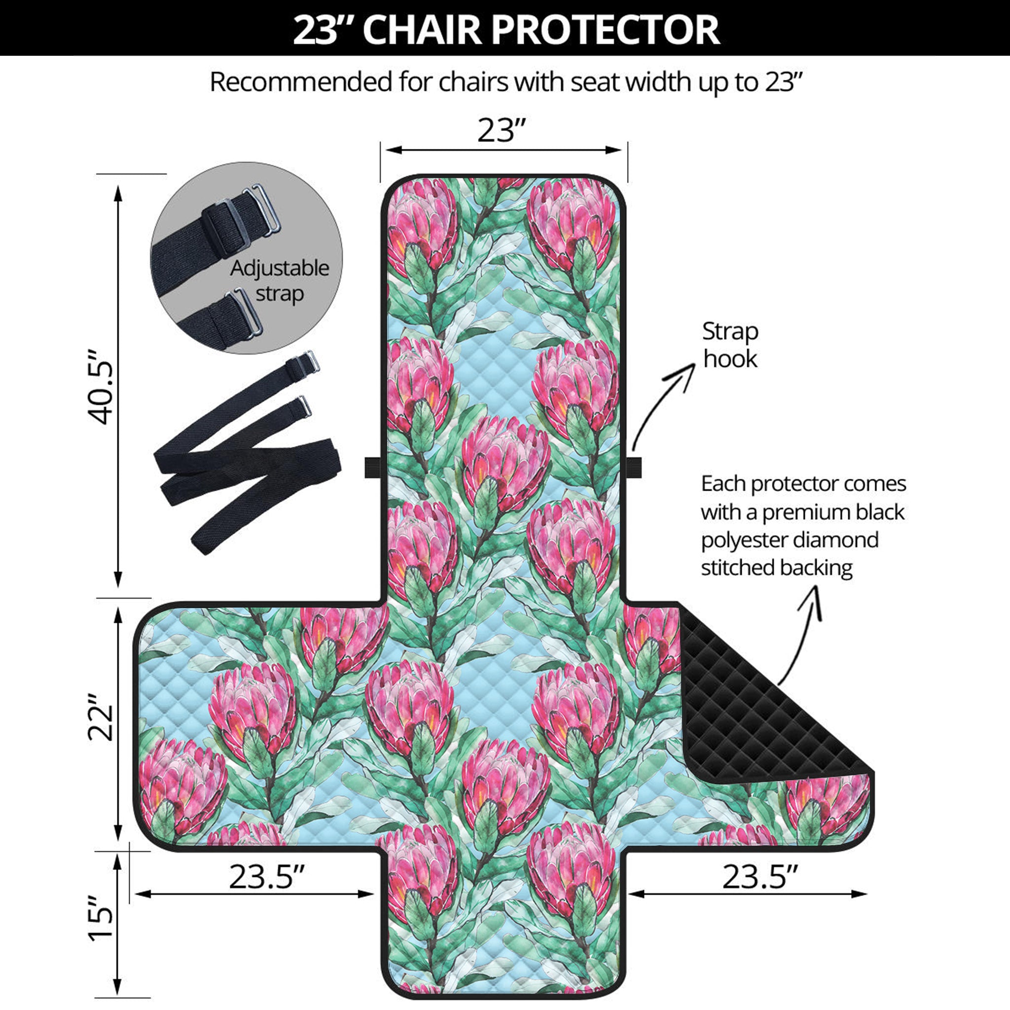 Pink Protea Pattern Print Armchair Protector