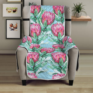 Pink Protea Pattern Print Armchair Protector