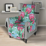 Pink Protea Pattern Print Armchair Protector