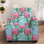 Pink Protea Pattern Print Armchair Slipcover