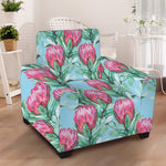 Pink Protea Pattern Print Armchair Slipcover