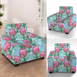 Pink Protea Pattern Print Armchair Slipcover