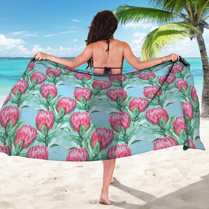 Pink Protea Pattern Print Beach Sarong Wrap