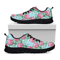 Pink Protea Pattern Print Black Running Shoes