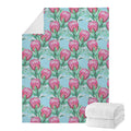 Pink Protea Pattern Print Blanket