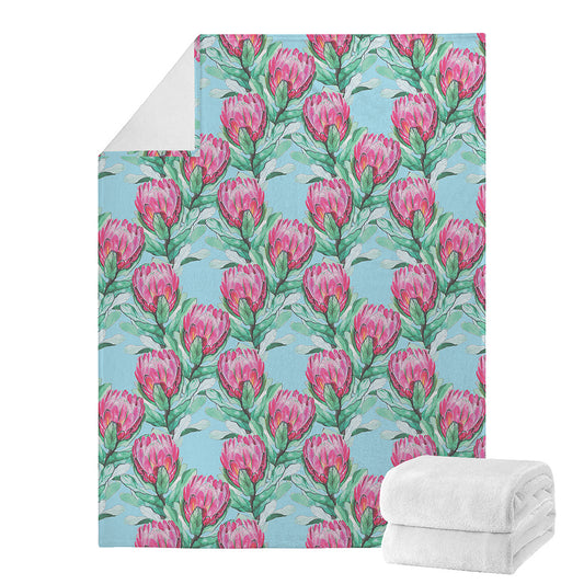 Pink Protea Pattern Print Blanket