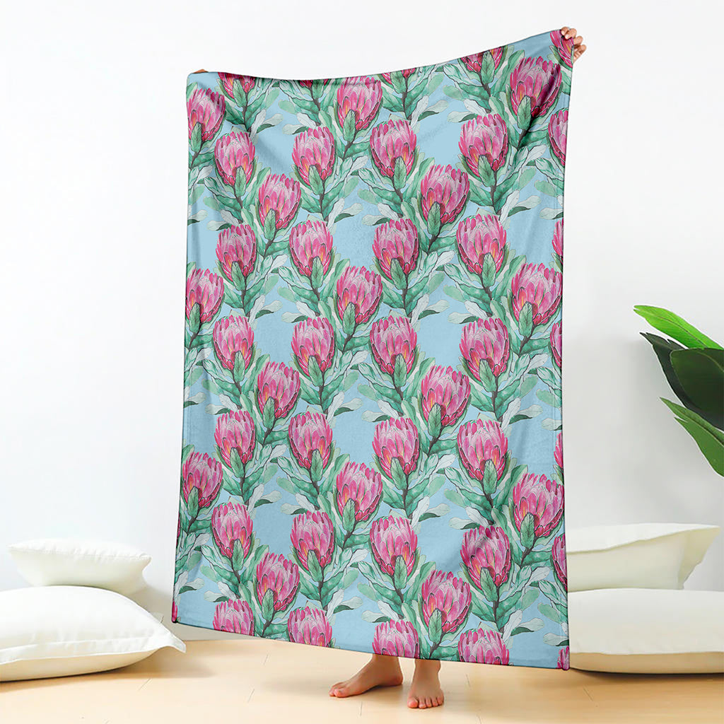 Pink Protea Pattern Print Blanket