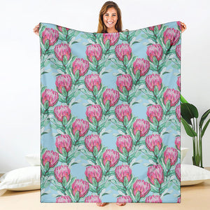 Pink Protea Pattern Print Blanket