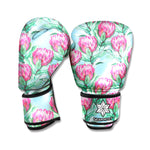 Pink Protea Pattern Print Boxing Gloves