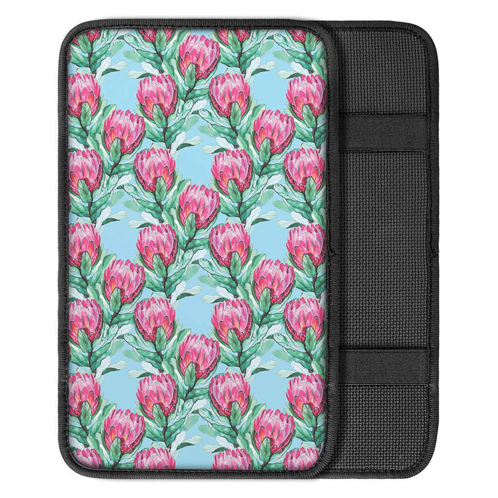 Pink Protea Pattern Print Car Center Console Cover