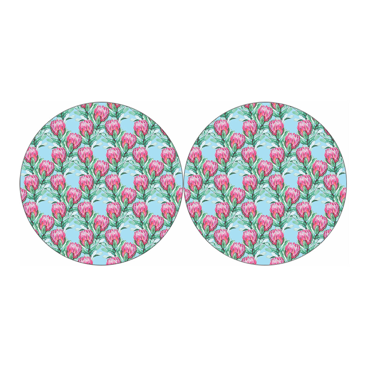 Pink Protea Pattern Print Car Coasters