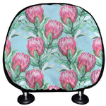 Pink Protea Pattern Print Car Headrest Covers