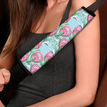 Pink Protea Pattern Print Car Seat Belt Covers