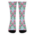 Pink Protea Pattern Print Crew Socks