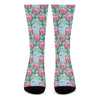 Pink Protea Pattern Print Crew Socks