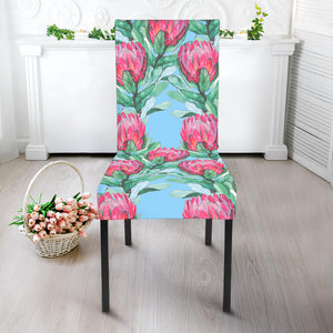 Pink Protea Pattern Print Dining Chair Slipcover