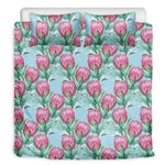 Pink Protea Pattern Print Duvet Cover Bedding Set