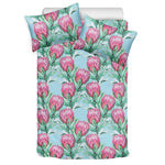 Pink Protea Pattern Print Duvet Cover Bedding Set