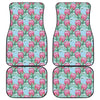 Pink Protea Pattern Print Front and Back Car Floor Mats