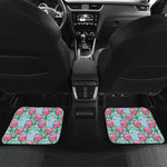 Pink Protea Pattern Print Front and Back Car Floor Mats