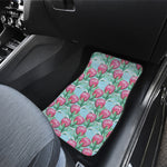 Pink Protea Pattern Print Front and Back Car Floor Mats