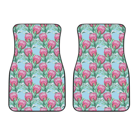 Pink Protea Pattern Print Front Car Floor Mats
