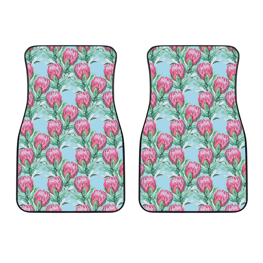 Pink Protea Pattern Print Front Car Floor Mats