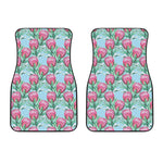 Pink Protea Pattern Print Front Car Floor Mats