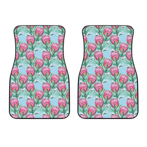 Pink Protea Pattern Print Front Car Floor Mats