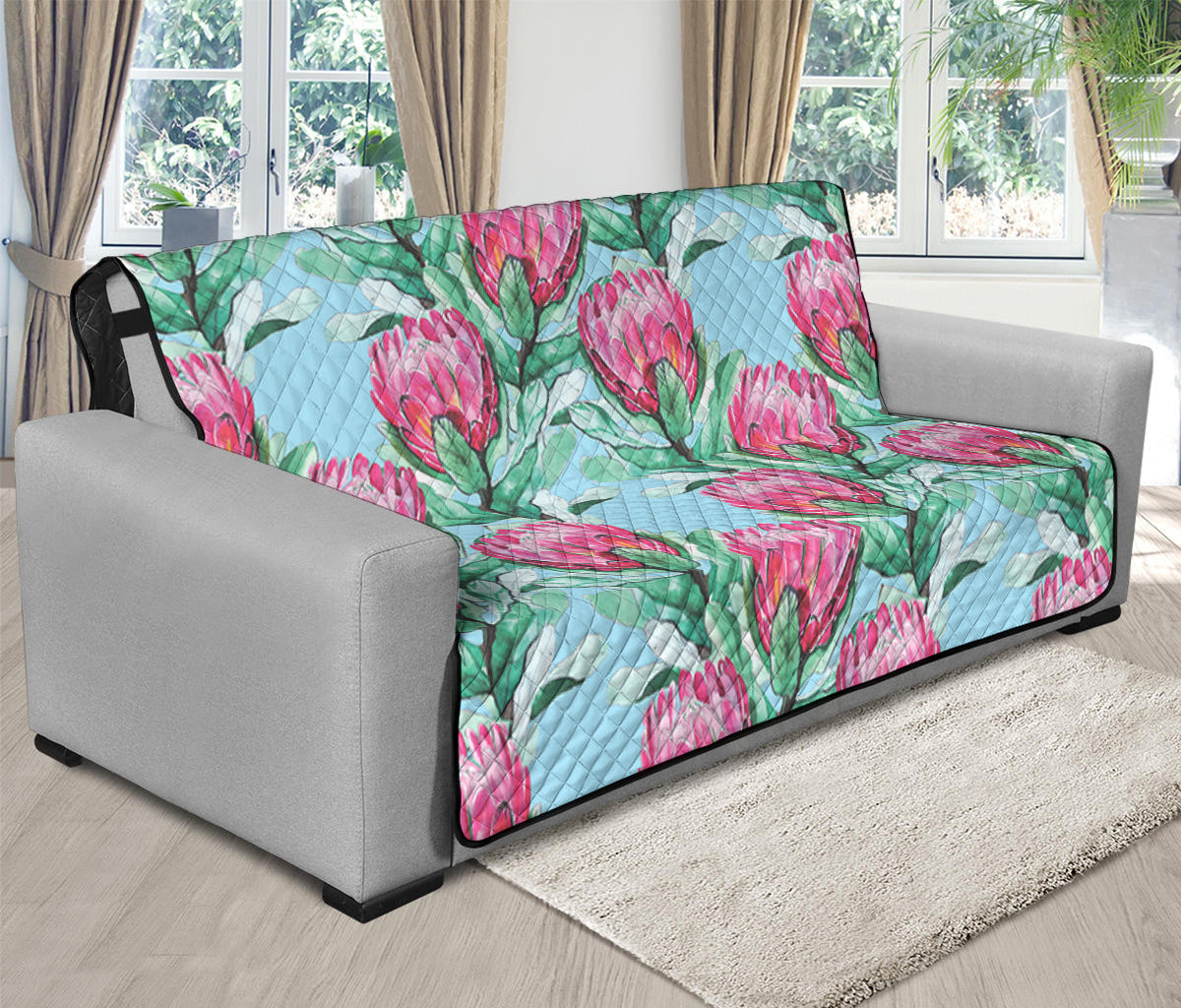 Pink Protea Pattern Print Futon Protector