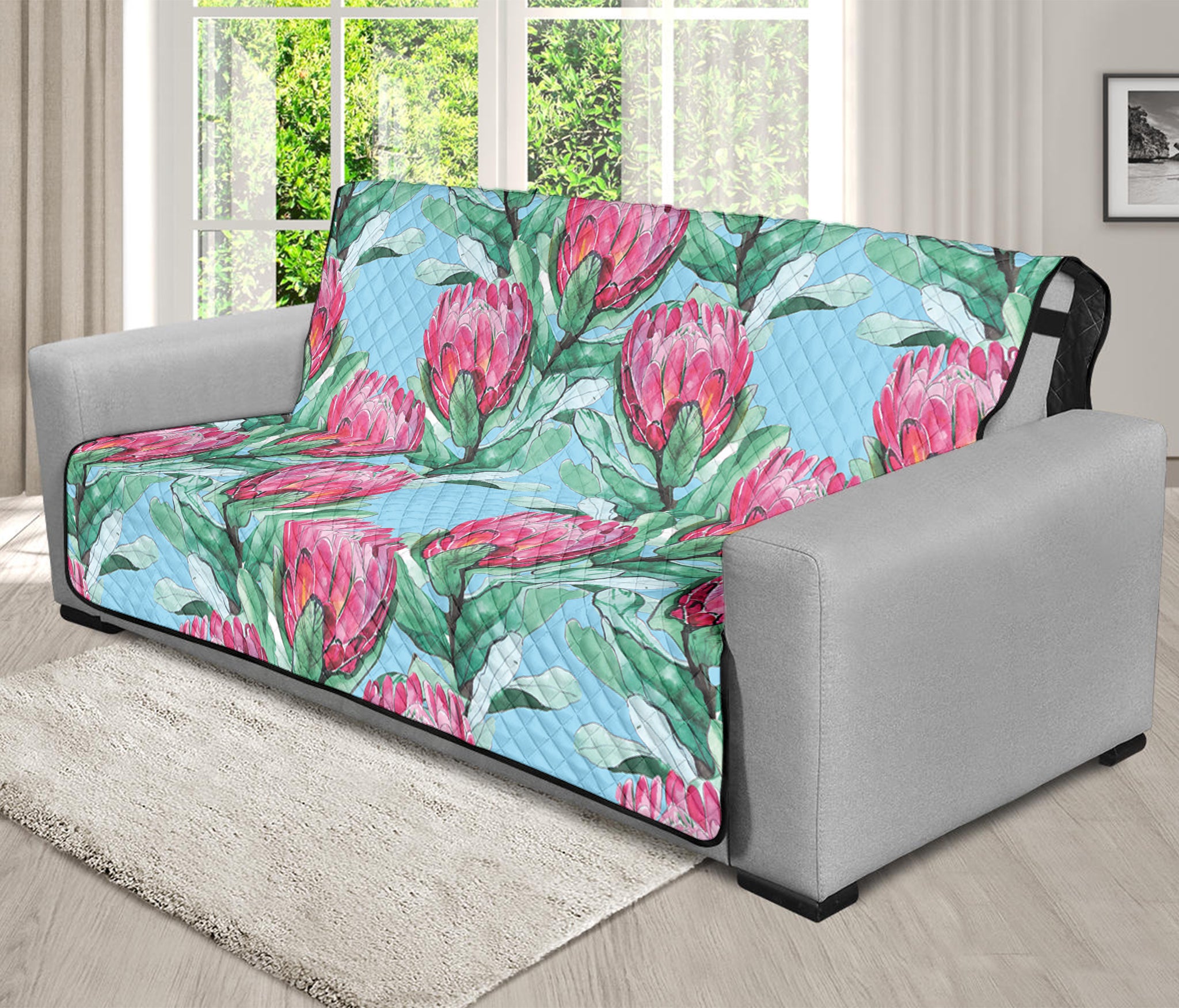 Pink Protea Pattern Print Futon Protector