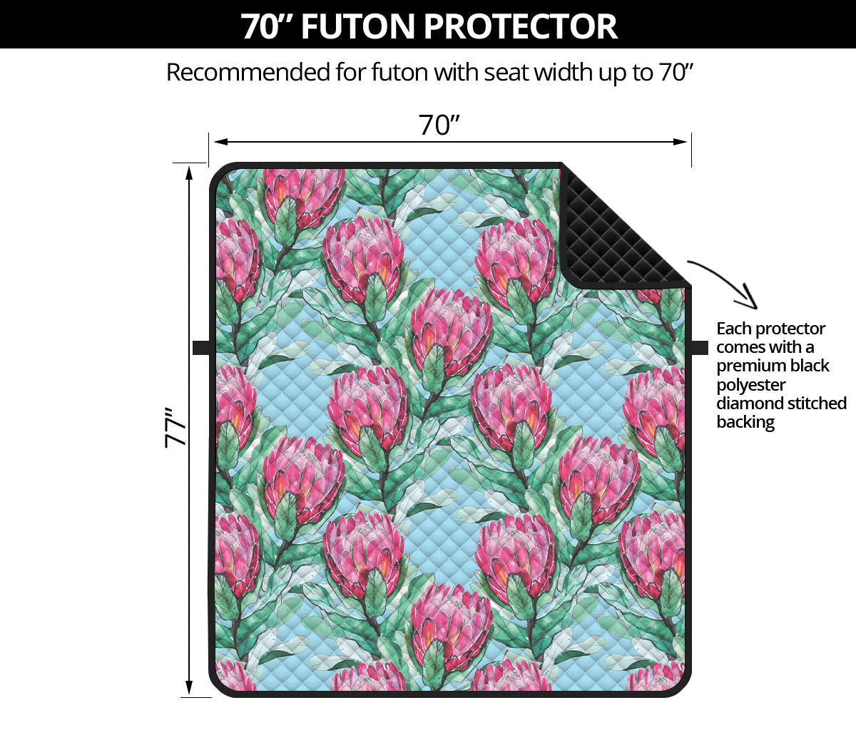 Pink Protea Pattern Print Futon Protector