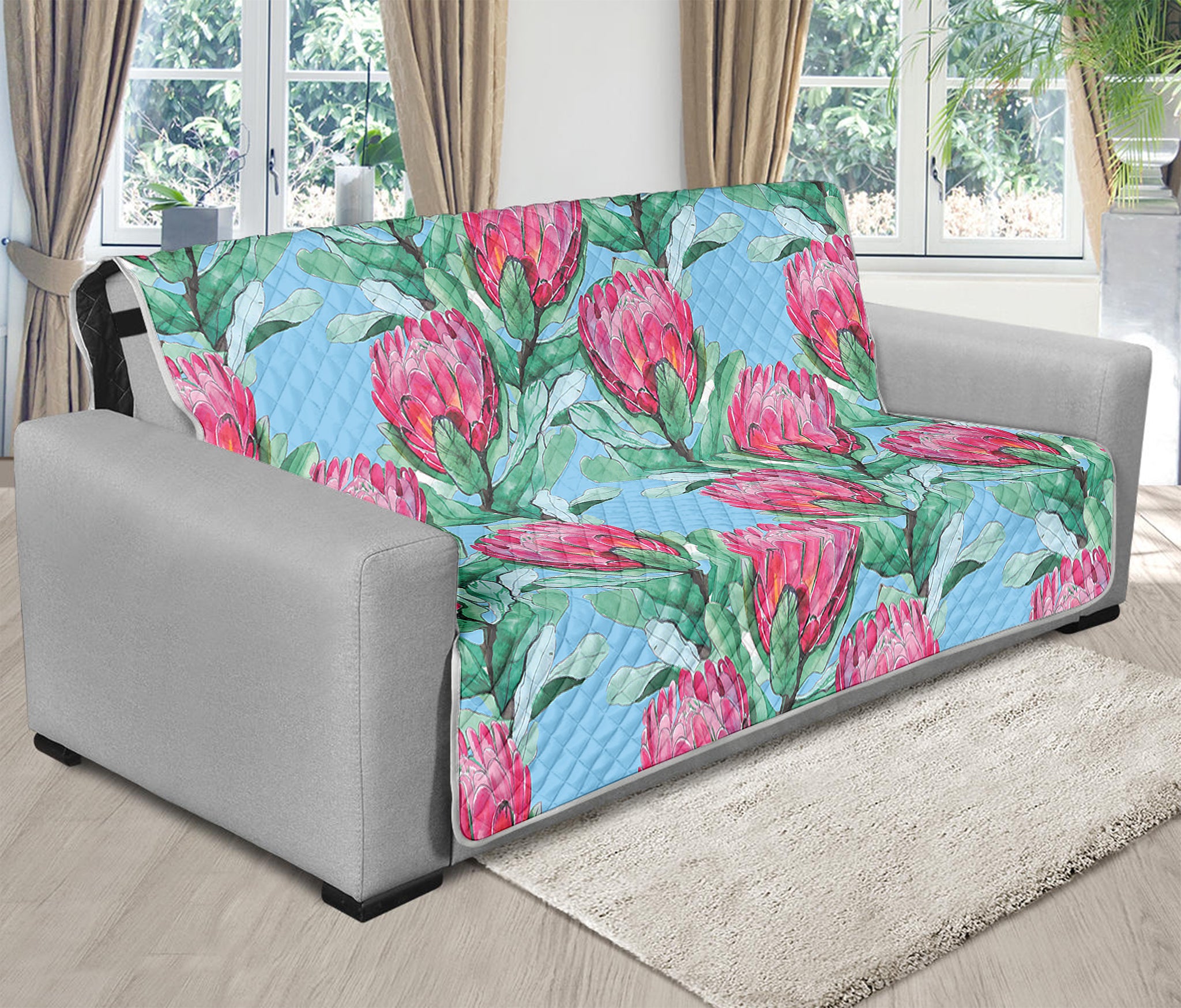 Pink Protea Pattern Print Futon Protector