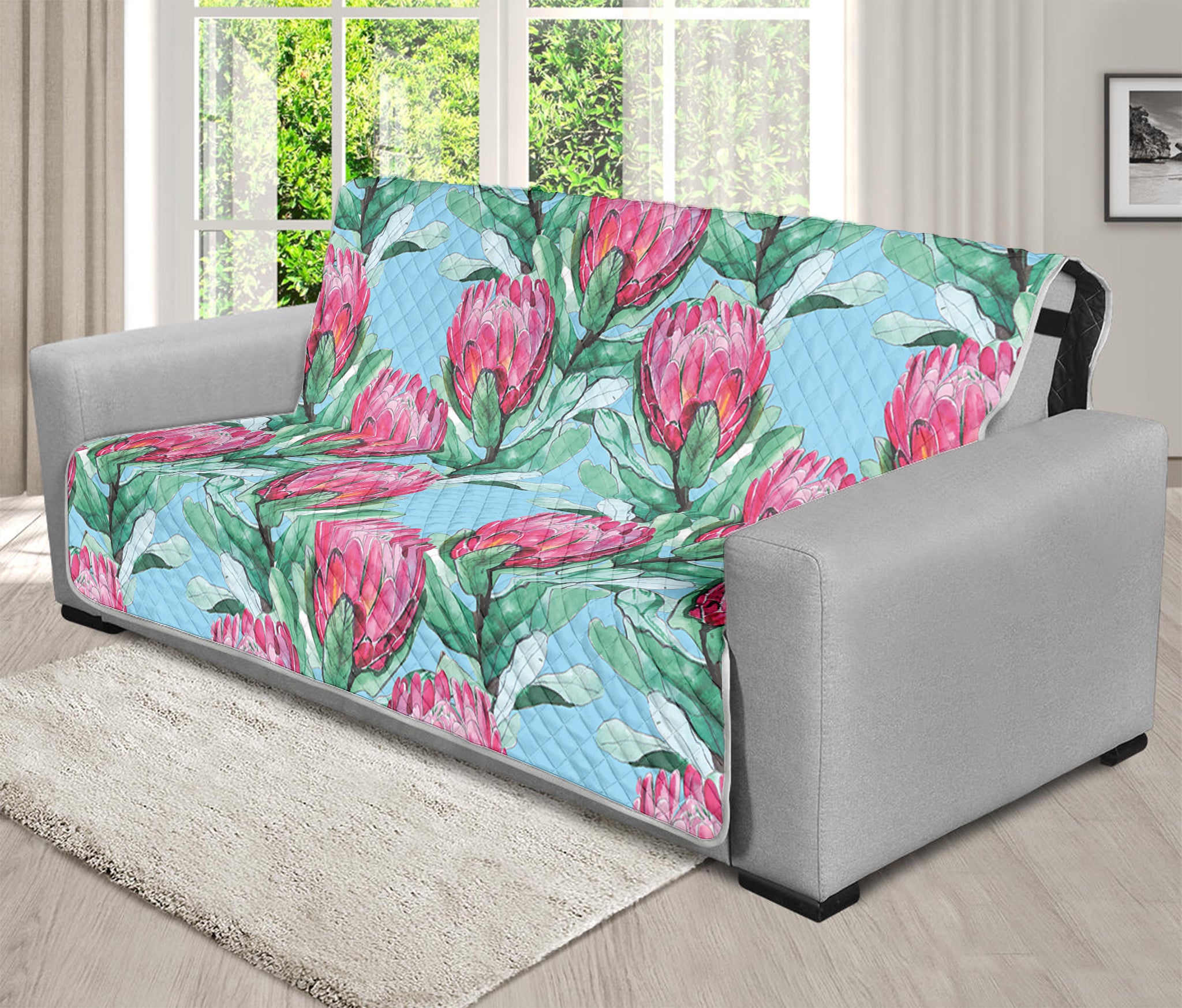 Pink Protea Pattern Print Futon Protector