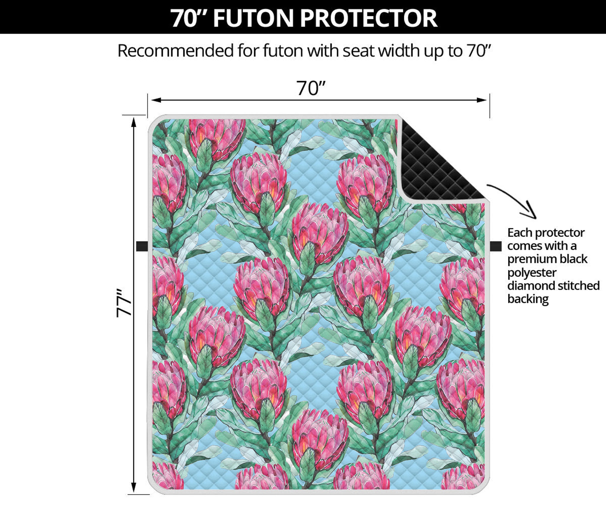 Pink Protea Pattern Print Futon Protector