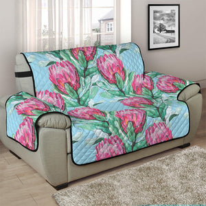 Pink Protea Pattern Print Half Sofa Protector