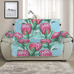 Pink Protea Pattern Print Half Sofa Protector