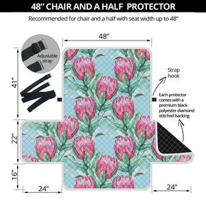 Pink Protea Pattern Print Half Sofa Protector