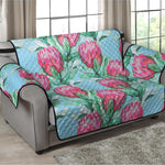 Pink Protea Pattern Print Loveseat Protector