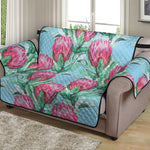 Pink Protea Pattern Print Loveseat Protector