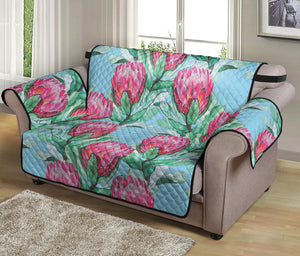 Pink Protea Pattern Print Loveseat Protector