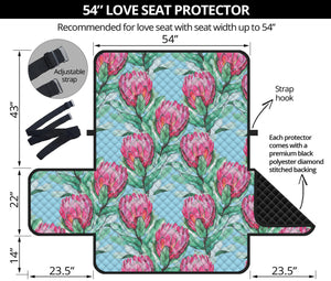 Pink Protea Pattern Print Loveseat Protector